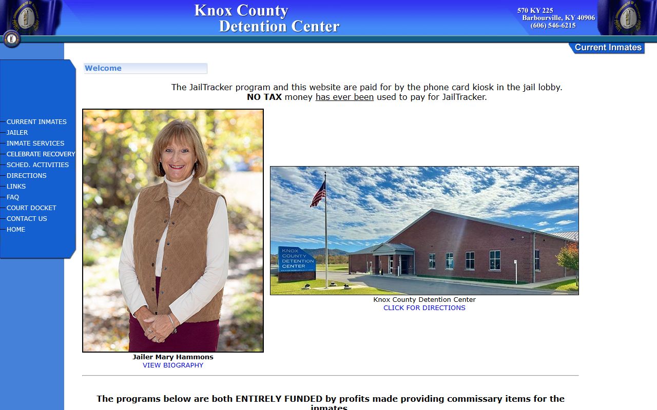Knox County inmate population detention center home page